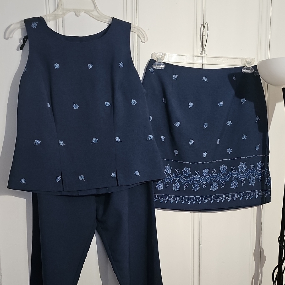 Navy Pant and Skirt Set